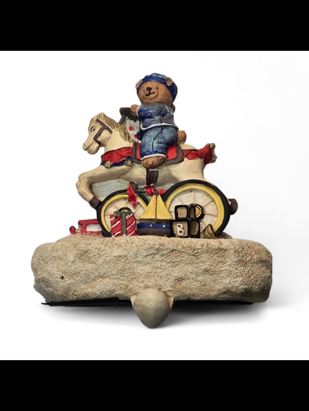 VTG Toy Soldier Bear on Horse Wall Hook / Stocking Holder